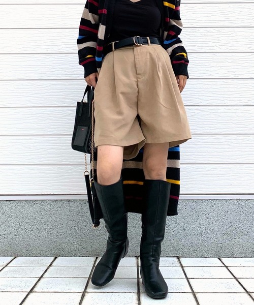 Q（キュー）の「タックショートパンツ（その他パンツ・レディース・チャコールグレー/ベージュ・MEDIUM）」の16枚目の写真