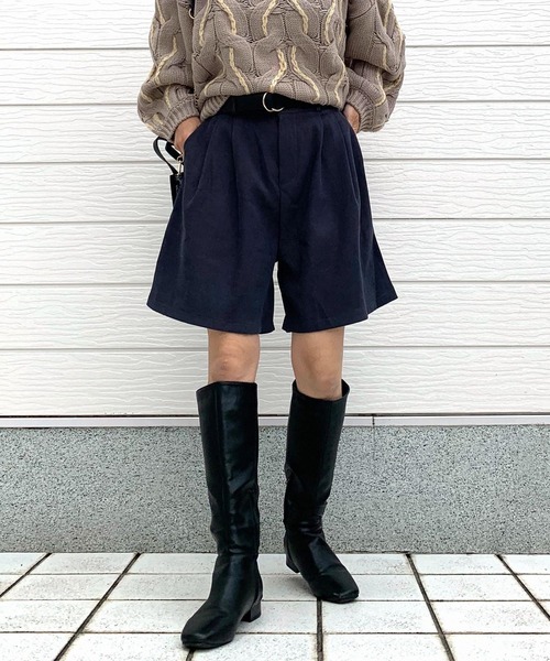 Q（キュー）の「タックショートパンツ（その他パンツ・レディース・チャコールグレー/ベージュ・MEDIUM）」の17枚目の写真