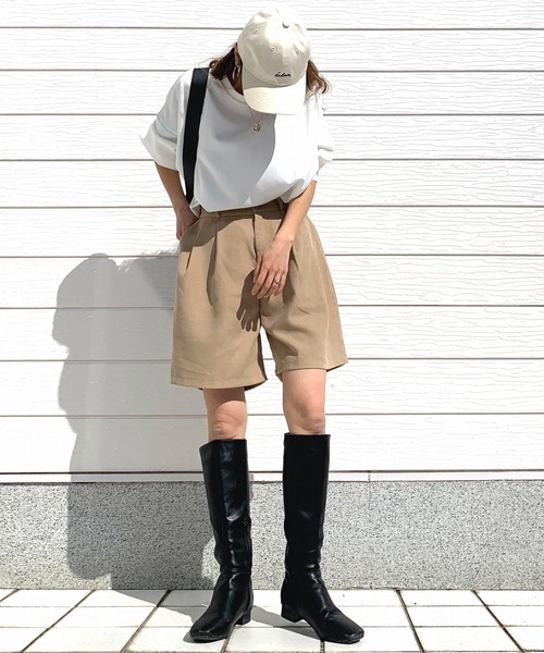 Q（キュー）の「タックショートパンツ（その他パンツ・レディース・チャコールグレー/ベージュ・MEDIUM）」の18枚目の写真