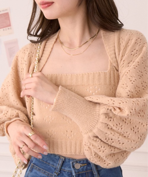 Ada.(エイダ)の「0秒でコーデがキマる! アイレット ニット ボレロ キャミセット アンサンブル(ニット/セーター・レディース・イエロー/アイボリー/パープル・FREE)」の13枚目の写真