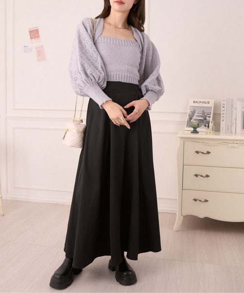 Ada.(エイダ)の「0秒でコーデがキマる! アイレット ニット ボレロ キャミセット アンサンブル(ニット/セーター・レディース・イエロー/アイボリー/パープル・FREE)」の9枚目の写真