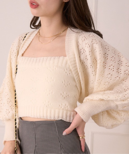 Ada.(エイダ)の「0秒でコーデがキマる! アイレット ニット ボレロ キャミセット アンサンブル(ニット/セーター・レディース・イエロー/アイボリー/パープル・FREE)」の18枚目の写真