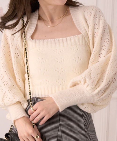 Ada.(エイダ)の「0秒でコーデがキマる! アイレット ニット ボレロ キャミセット アンサンブル(ニット/セーター・レディース・イエロー/アイボリー/パープル・FREE)」の11枚目の写真