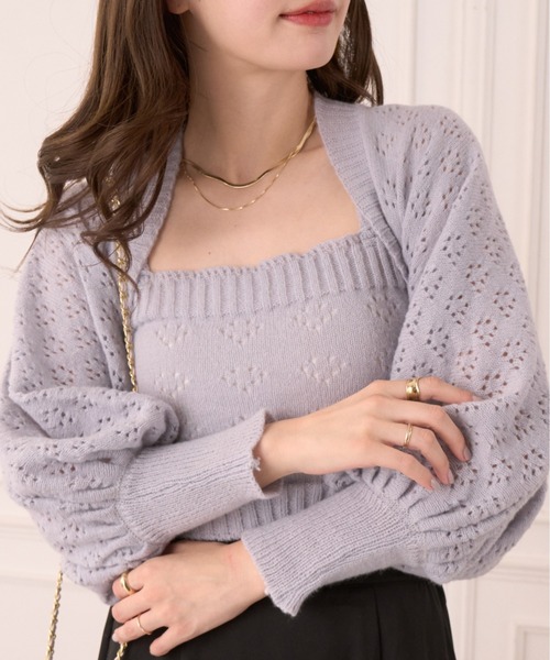 Ada.(エイダ)の「0秒でコーデがキマる! アイレット ニット ボレロ キャミセット アンサンブル(ニット/セーター・レディース・イエロー/アイボリー/パープル・FREE)」の17枚目の写真