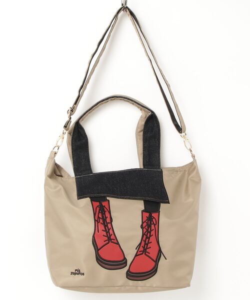 mis zapatos（ミス　サパト）の「ハイカットブーツトート（トートバッグ・レディース・ベージュ/ブラック/カーキ・ONE SIZE）」の2枚目の写真