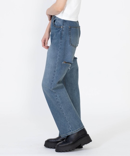 X-girl（エックスガール）の「BACK SLIT DENIM PANTS（デニムパンツ・レディース・ブラック/ライトインディゴブルー・M/S/XS）」の20枚目の写真