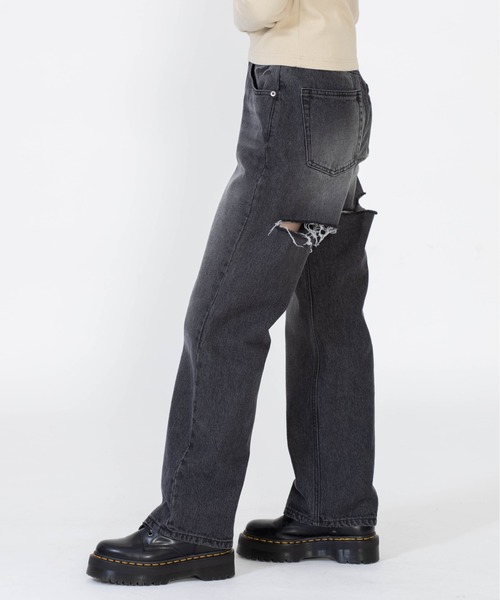 X-girl（エックスガール）の「BACK SLIT DENIM PANTS（デニムパンツ・レディース・ブラック/ライトインディゴブルー・M/S/XS）」の18枚目の写真