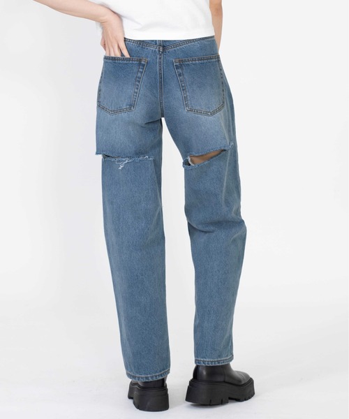 X-girl（エックスガール）の「BACK SLIT DENIM PANTS（デニムパンツ・レディース・ブラック/ライトインディゴブルー・M/S/XS）」の16枚目の写真