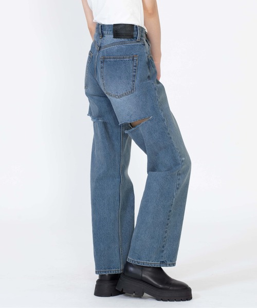 X-girl（エックスガール）の「BACK SLIT DENIM PANTS（デニムパンツ・レディース・ブラック/ライトインディゴブルー・M/S/XS）」の19枚目の写真