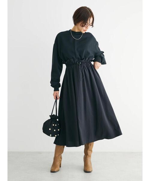 Sugar spoon（シュガースプーン）の「・SUGAR　SPOON　ドロストドッキングワンピ（ワンピース・レディース・ブラウン/チャコールグレー/ブラック/ライトベージュ・FREE）」の5枚目の写真