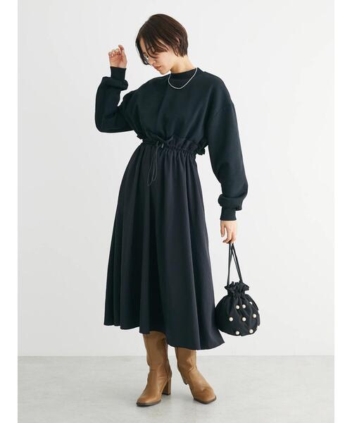 Sugar spoon（シュガースプーン）の「・SUGAR　SPOON　ドロストドッキングワンピ（ワンピース・レディース・ブラウン/チャコールグレー/ブラック/ライトベージュ・FREE）」の7枚目の写真