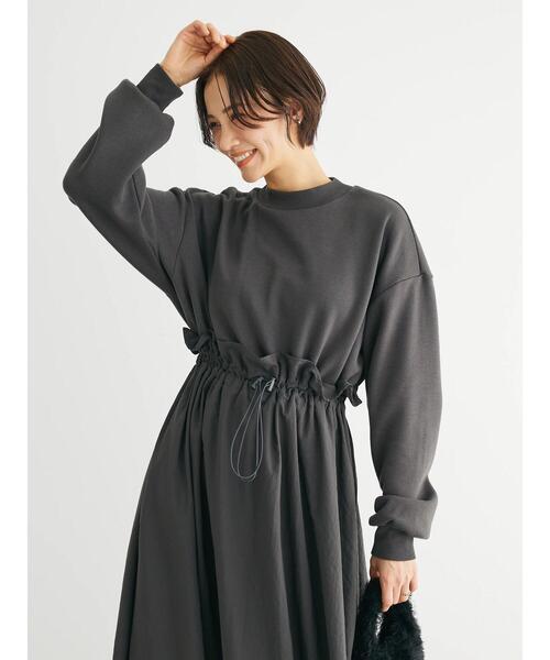 Sugar spoon（シュガースプーン）の「・SUGAR　SPOON　ドロストドッキングワンピ（ワンピース・レディース・ブラウン/チャコールグレー/ブラック/ライトベージュ・FREE）」の13枚目の写真