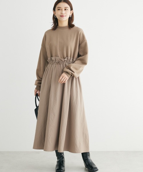 Sugar spoon（シュガースプーン）の「・SUGAR　SPOON　ドロストドッキングワンピ（ワンピース・レディース・ブラウン/チャコールグレー/ブラック/ライトベージュ・FREE）」の4枚目の写真