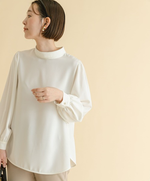 F by ROSSO（エフバイロッソ）の「F by ROSSO　サイドパールハイネックブラウス（シャツ/ブラウス・レディース・ブラック/オフホワイト・FREE）」の4枚目の写真