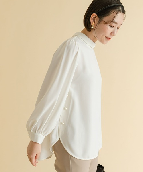 F by ROSSO（エフバイロッソ）の「F by ROSSO　サイドパールハイネックブラウス（シャツ/ブラウス・レディース・ブラック/オフホワイト・FREE）」の5枚目の写真