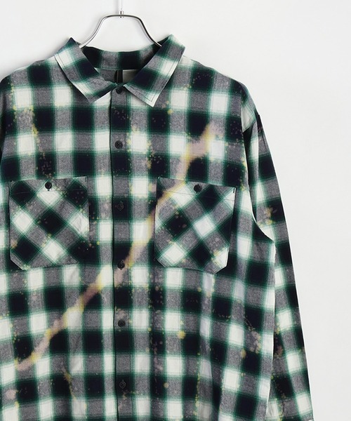 WESTSEA(ウエストシー)の「オンブレチェック ブリーチ加工シャツ(シャツ/ブラウス・メンズ・ネイビー/グリーン/ブラック・M/L/XL)」の2枚目の写真
