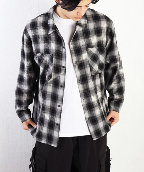 WESTSEA(ウエストシー)の「オンブレチェック ブリーチ加工シャツ(シャツ/ブラウス・メンズ・ネイビー/グリーン/ブラック・M/L/XL)」の4枚目の写真