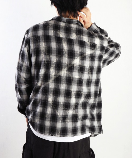 WESTSEA(ウエストシー)の「オンブレチェック ブリーチ加工シャツ(シャツ/ブラウス・メンズ・ネイビー/グリーン/ブラック・M/L/XL)」の5枚目の写真