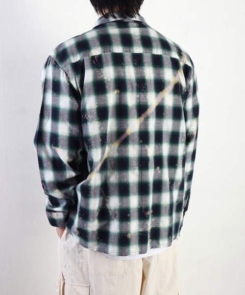 WESTSEA(ウエストシー)の「オンブレチェック ブリーチ加工シャツ(シャツ/ブラウス・メンズ・ネイビー/グリーン/ブラック・M/L/XL)」の12枚目の写真