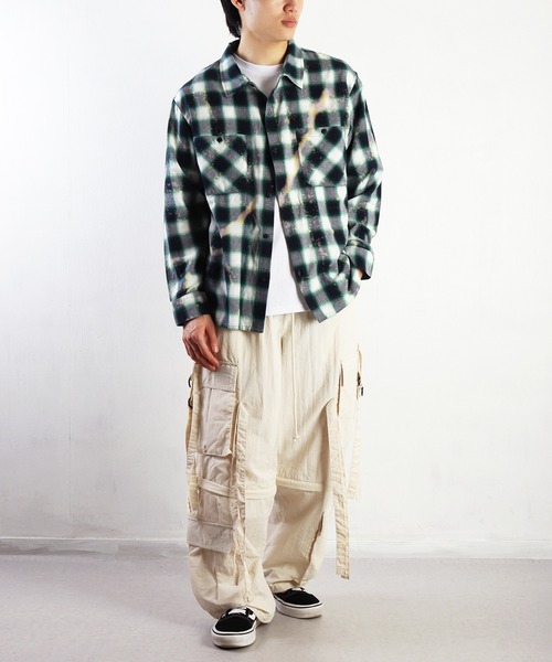 WESTSEA(ウエストシー)の「オンブレチェック ブリーチ加工シャツ(シャツ/ブラウス・メンズ・ネイビー/グリーン/ブラック・M/L/XL)」の13枚目の写真