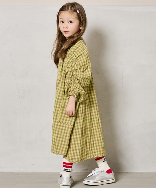 A BOND（アボンド）の「ギンガムシャーリングワンピース（kids/S～LL）（ワンピース・キッズ・イエロー/ピンク/ブラック・S/M/L/LL）」の5枚目の写真