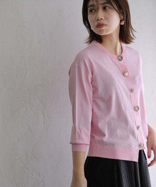 La TOTALITE(ラトータリテ)の「【TORRAZZO DONNA/トラッゾドンナ】shell bijou cardigan(カーディガン/ボレロ・レディース・ネイビー/ブルー系その他/ピンク・FREE)」の13枚目の写真