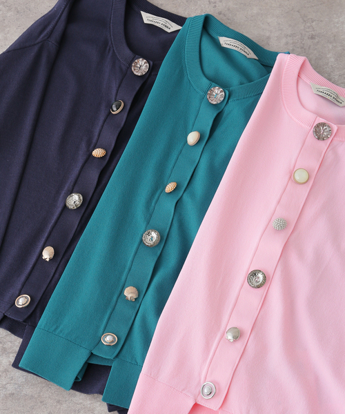 La TOTALITE(ラトータリテ)の「【TORRAZZO DONNA/トラッゾドンナ】shell bijou cardigan(カーディガン/ボレロ・レディース・ネイビー/ブルー系その他/ピンク・FREE)」の22枚目の写真