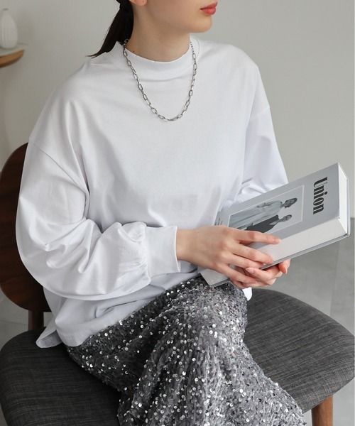 セール】【USAコットン】モックネックロンT/長袖/カットソー