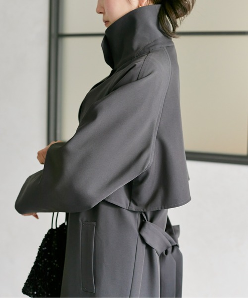 美品★ヴェロフォンナ×アキロンさんコラボ　スタンドカラーコート　チャコールグレー Re.Verofonna(ヴェロフォンナ)公式通販｜◇アキロンコラボスタンド