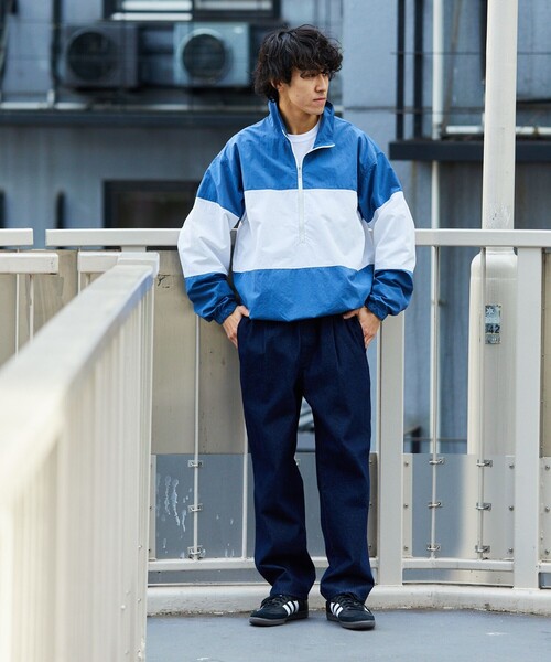 ［フォローで¥1,000OFF］フリークスストアHINSONナイロンジャケット FREAK'S STORE/ビッグシルエット ナイロンフーディージャケット