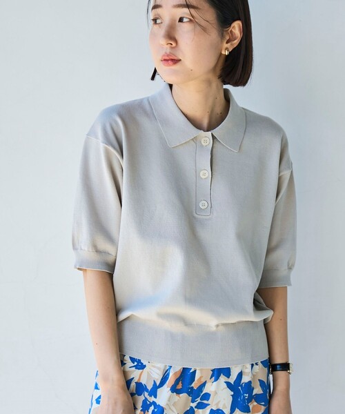 coen（コーエン）の「サラコ5分袖ポロサマーニット（ニット/セーター・レディース・ブラック/グレー/モカ・M/L）」の2枚目の写真