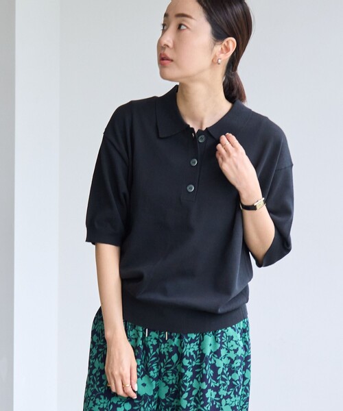 coen（コーエン）の「サラコ5分袖ポロサマーニット（ニット/セーター・レディース・ブラック/グレー/モカ・M/L）」の5枚目の写真