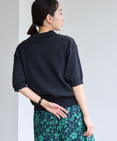 coen（コーエン）の「サラコ5分袖ポロサマーニット（ニット/セーター・レディース・ブラック/グレー/モカ・M/L）」の7枚目の写真