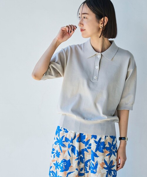 coen（コーエン）の「サラコ5分袖ポロサマーニット（ニット/セーター・レディース・ブラック/グレー/モカ・M/L）」の11枚目の写真