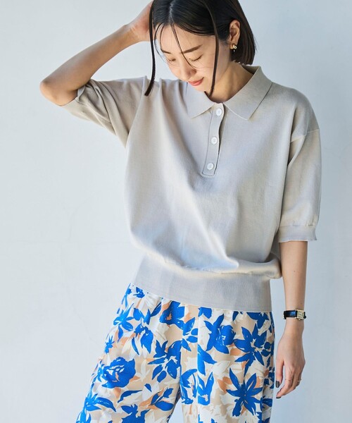 coen（コーエン）の「サラコ5分袖ポロサマーニット（ニット/セーター・レディース・ブラック/グレー/モカ・M/L）」の12枚目の写真