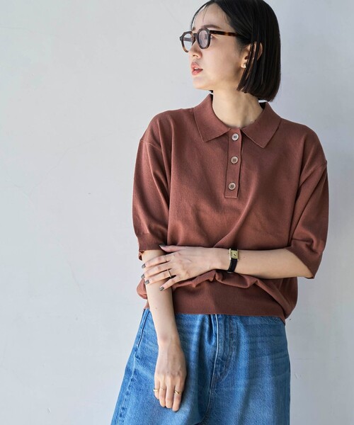 coen（コーエン）の「サラコ5分袖ポロサマーニット（ニット/セーター・レディース・ブラック/グレー/モカ・M/L）」の19枚目の写真