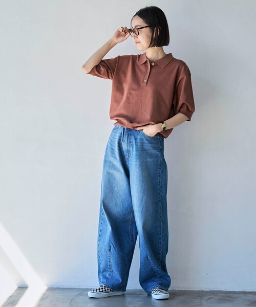 coen（コーエン）の「サラコ5分袖ポロサマーニット（ニット/セーター・レディース・ブラック/グレー/モカ・M/L）」の22枚目の写真