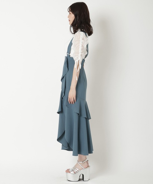 REDYAZEL(レディアゼル)の「サス付きアシメフレアスカート(スカート・レディース・ネイビー/グリーン/オフホワイト・FREE)」の21枚目の写真