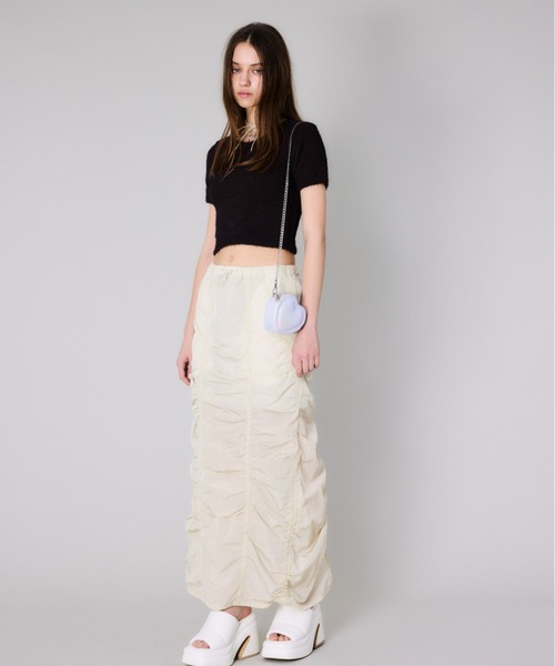 SLY（スライ）の「【2サイズ展開】I LINE GATHER SK アイライン ギャザー スカート（スカート・レディース・アイボリー/ブラック/ライトピンク・1/2）」の17枚目の写真