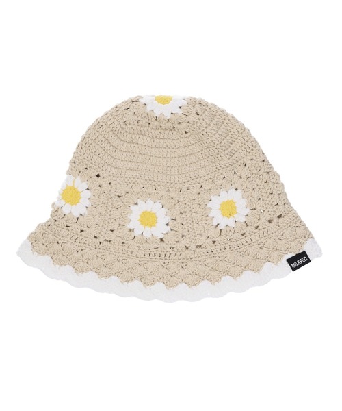 MILKFED.（ミルクフェド）の「FLORAL KNIT HAT（ハット・レディース・ブラック/ベージュ/ライトパープル・ONE SIZE）」の5枚目の写真
