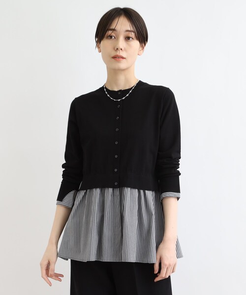 INDIVI(インディヴィ)の「◆【洗える】カーデ風シャツコンビニット(ニット/セーター・レディース・ブラック/ホワイト/ベージュ/ネイビー・05/13/15 /34/38/19)」の2枚目の写真