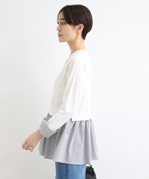 INDIVI(インディヴィ)の「◆【洗える】カーデ風シャツコンビニット(ニット/セーター・レディース・ブラック/ホワイト/ベージュ/ネイビー・05/13/15 /34/38/19)」の6枚目の写真