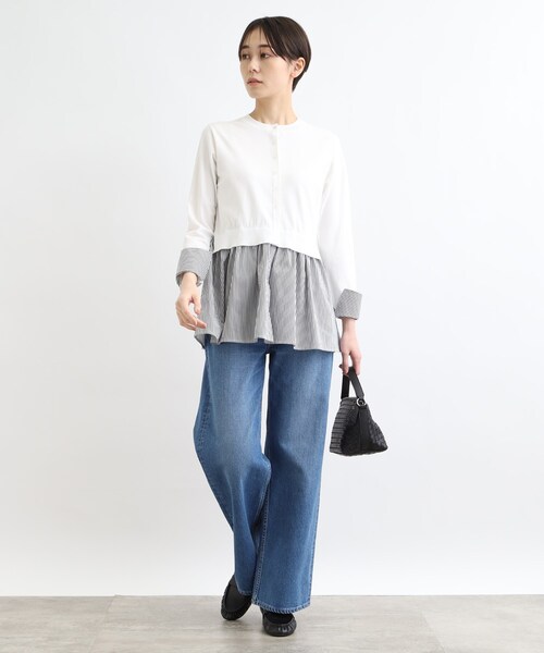 INDIVI(インディヴィ)の「◆【洗える】カーデ風シャツコンビニット(ニット/セーター・レディース・ブラック/ホワイト/ベージュ/ネイビー・05/13/15 /34/38/19)」の8枚目の写真