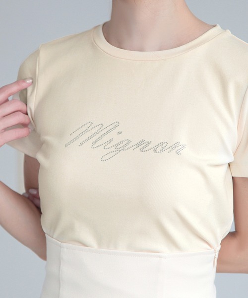 Julia Boutique（ジュリアブティック）の「MignonビジューロゴTシャツ/24010（Tシャツ/カットソー・レディース・イエロー/ホワイト/ピンク/ブラック・ONE）」の13枚目の写真