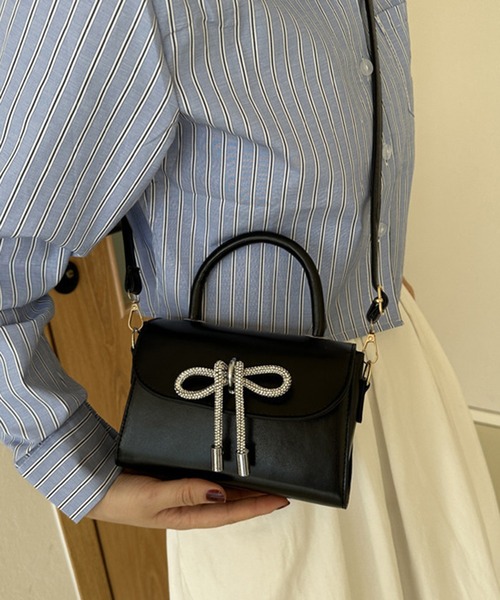 STYLEBLOCK(スタイルブロック)の「リボン付き2WAYミニショルダーバッグ(ショルダーバッグ・レディース・ホワイト/ライトブラウン/ブラック/カーキ/ダークブラウン・FREE)」の3枚目の写真