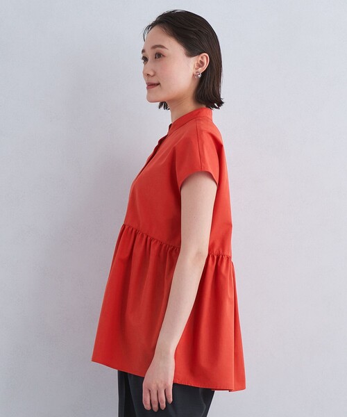 green label relaxing（グリーンレーベルリラクシング）の「ペプラム ＆ 袖 ボリューム フレンチ スリーブ ブラウス（シャツ/ブラウス・レディース・レッド/ホワイト/ブラック・FREE）」の9枚目の写真