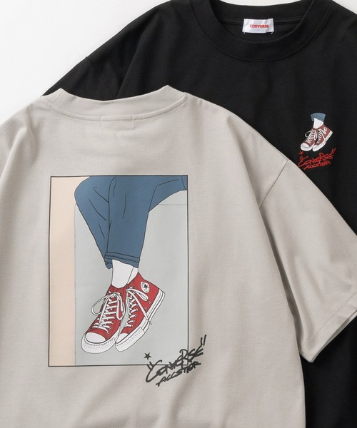 CONVERSE(コンバース)の「【CONVERSE/コンバース】スニーカー「On feet」イラスト 3Typeデザイン ビッグシルエット スピンドル付き Tシャツ/ 半袖Tシャツ(Tシャツ/カットソー・メンズ・ブルーグレー/オフホワイト/グレー/ブラック/ライトブルー/ホワイト・XL/L/M)」の5枚目の写真