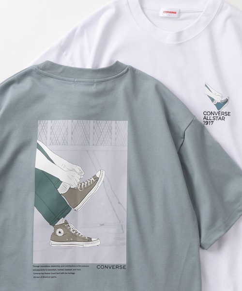 CONVERSE(コンバース)の「【CONVERSE/コンバース】スニーカー「On feet」イラスト 3Typeデザイン ビッグシルエット スピンドル付き Tシャツ/ 半袖Tシャツ(Tシャツ/カットソー・メンズ・ブルーグレー/オフホワイト/グレー/ブラック/ライトブルー/ホワイト・XL/L/M)」の6枚目の写真