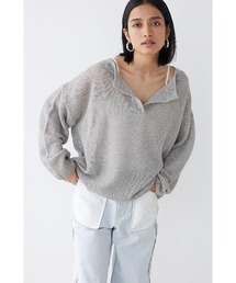 ALEXIA STAM | Shell Button Long Sleeve Knit Top /ギマニットトップス(ニット/セーター)