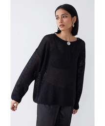 ALEXIA STAM | Shell Button Long Sleeve Knit Top /ギマニットトップス(ニット/セーター)